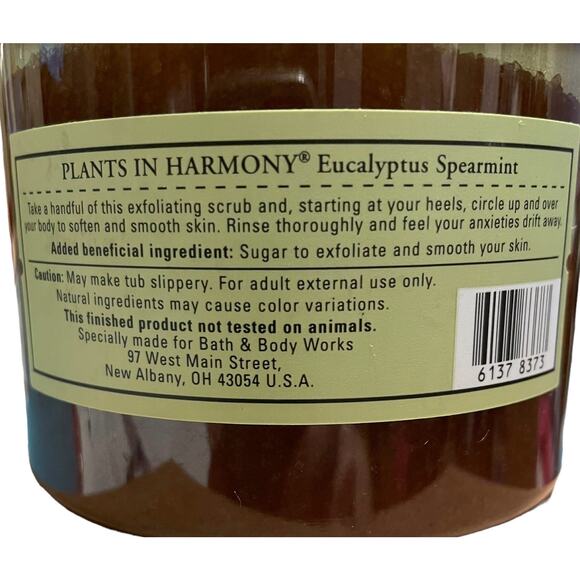 Bath & Body Works Relax Eucalyptus Spearmint Soothing Sugar Scrub NEW 16 oz. - Picture 5 of 10
